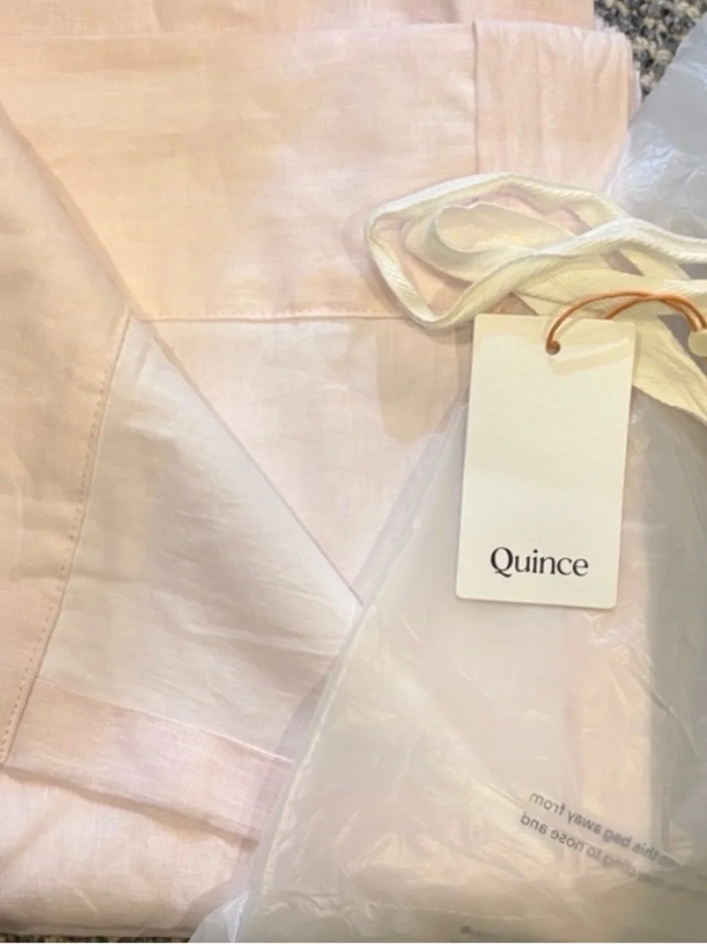 Quince Luxe Linen Vintage Blush Curtain Panel 48x96